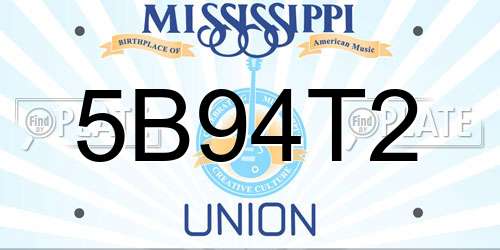 5B94T2 Mississippi License Plate