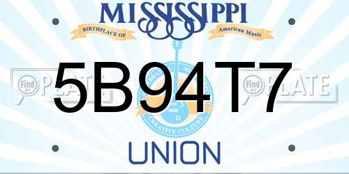 5B94T7 Mississippi License Plate