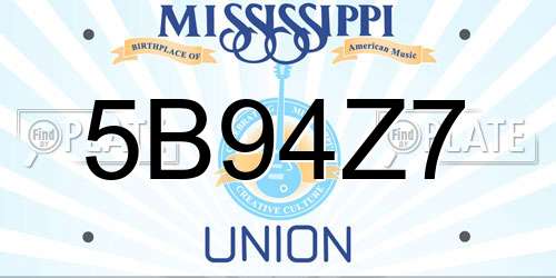 5B94Z7 Mississippi License Plate