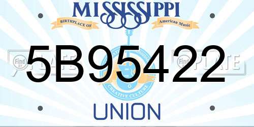 5B95422 Mississippi License Plate