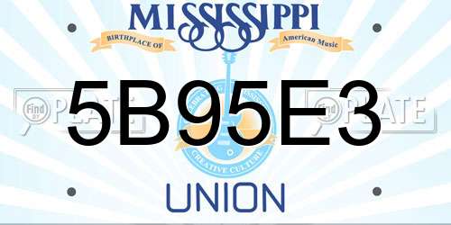 5B95E3 Mississippi License Plate