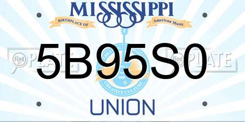 5B95S0 Mississippi License Plate