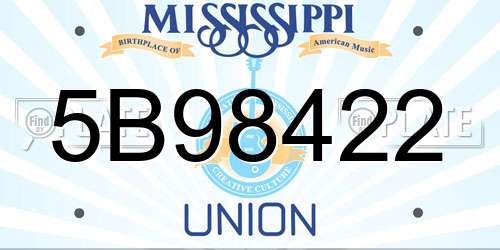 5B98422 Mississippi License Plate