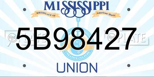 5B98427 Mississippi License Plate