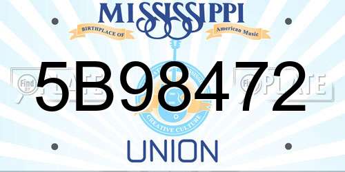 5B98472 Mississippi License Plate