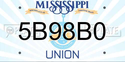 5B98B0 Mississippi License Plate