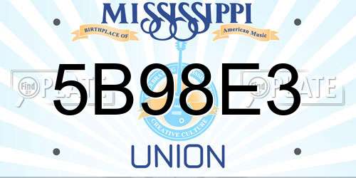 5B98E3 Mississippi License Plate