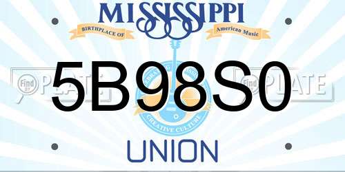 5B98S0 Mississippi License Plate