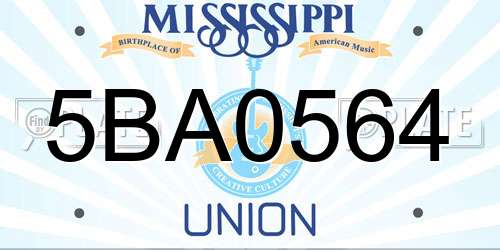 5BA0564 Mississippi License Plate