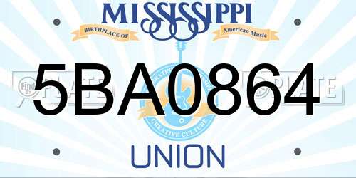 5BA0864 Mississippi License Plate