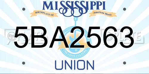 5BA2563 Mississippi License Plate
