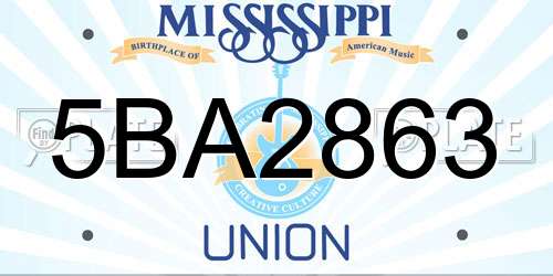 5BA2863 Mississippi License Plate