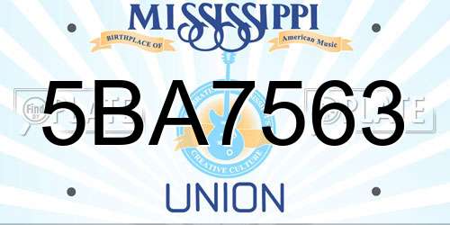 5BA7563 Mississippi License Plate
