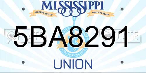 5BA8291 Mississippi License Plate