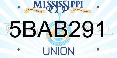 5BAB291 Mississippi License Plate
