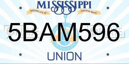 5BAM596 Mississippi License Plate