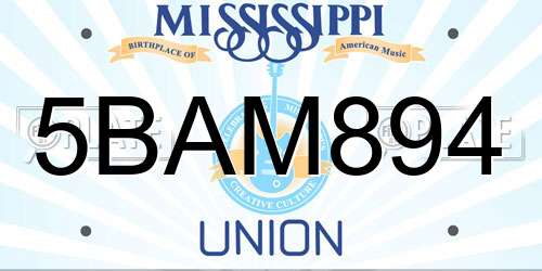 5BAM894 Mississippi License Plate
