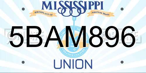 5BAM896 Mississippi License Plate