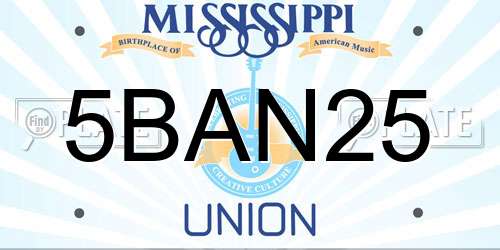 5BAN25 Mississippi License Plate