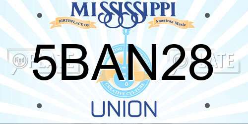 5BAN28 Mississippi License Plate