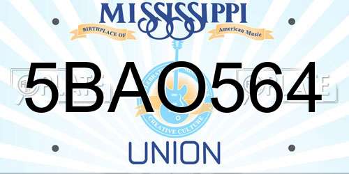 5BAO564 Mississippi License Plate