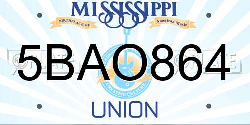 5BAO864 Mississippi License Plate