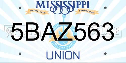 5BAZ563 Mississippi License Plate