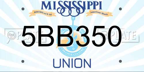 5BB350 Mississippi License Plate
