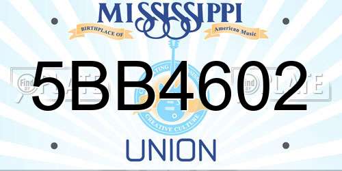 5BB4602 Mississippi License Plate