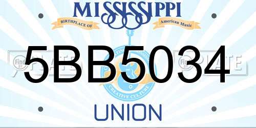 5BB5034 Mississippi License Plate