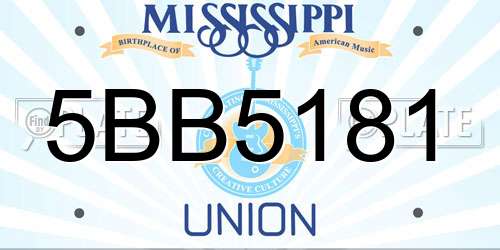 5BB5181 Mississippi License Plate