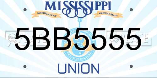 5BB5555 Mississippi License Plate