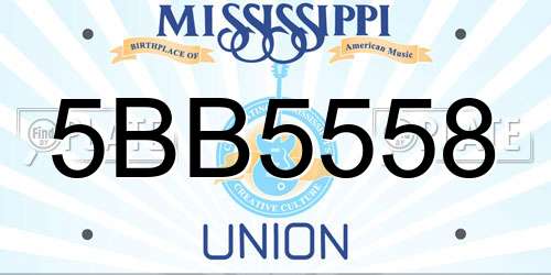 5BB5558 Mississippi License Plate
