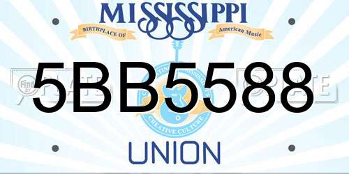 5BB5588 Mississippi License Plate
