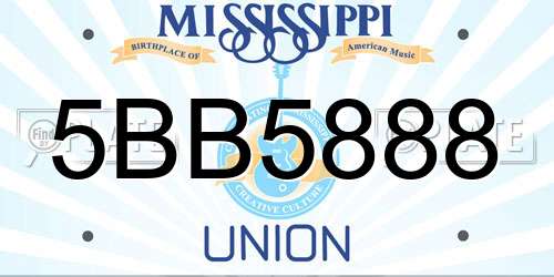 5BB5888 Mississippi License Plate