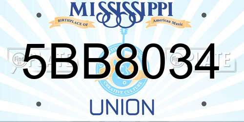 5BB8034 Mississippi License Plate