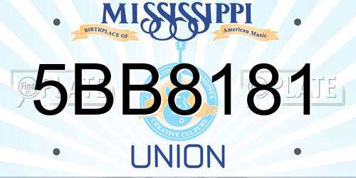5BB8181 Mississippi License Plate