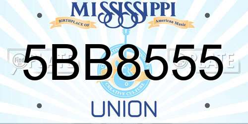 5BB8555 Mississippi License Plate
