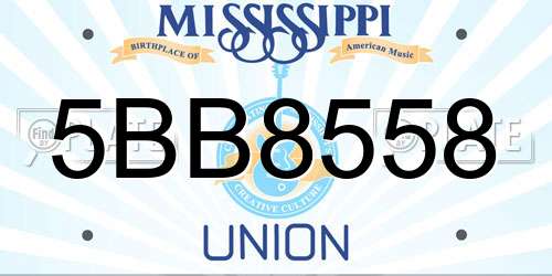 5BB8558 Mississippi License Plate