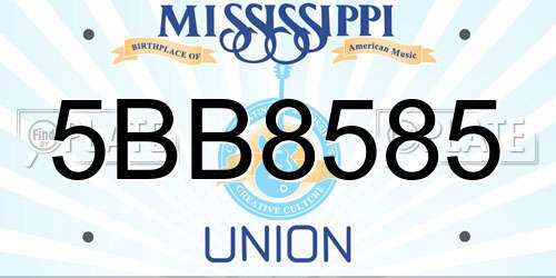 5BB8585 Mississippi License Plate