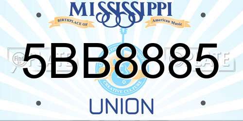 5BB8885 Mississippi License Plate