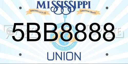 5BB8888 Mississippi License Plate