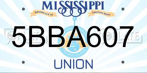 5BBA607 Mississippi License Plate