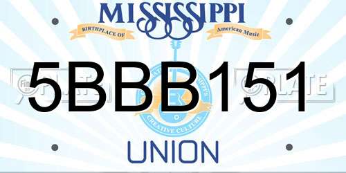 5BBB151 Mississippi License Plate