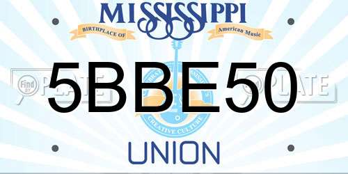 5BBE50 Mississippi License Plate