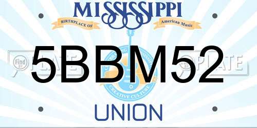 5BBM52 Mississippi License Plate