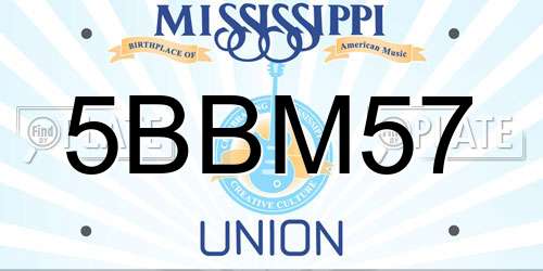5BBM57 Mississippi License Plate