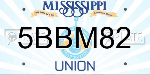 5BBM82 Mississippi License Plate