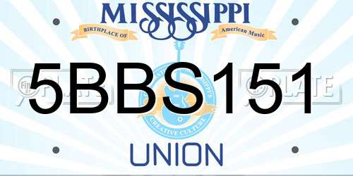 5BBS151 Mississippi License Plate