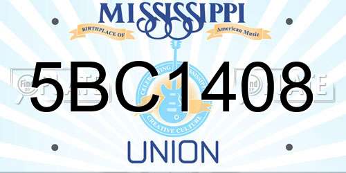 5BC1408 Mississippi License Plate